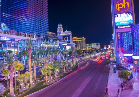 LAS VEGAS - JAN 24 : View of the strip on January 24, 2013 in Las Vegas. The Las Vegas Strip is an approximately 4.2-mile (6.8 km) stretch of Las Vegas Boulevard in Clark County, Nevada.のeditorial素材