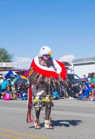 GALLUP , NEW MEXICO - AUGUST 10 : Native American with traditional costume participates at the 92 annual Inter-tribal ceremonial parade on August 10 , 2013 in Gallup New-Mexicoのeditorial素材