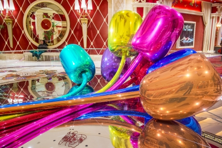 LAS VEGAS -FEB 25 : The Jeff Koons Tulips Sculpture display at the Wynn Hotel in Las Vegas on February 25 2013. The sculpture purchased by Steve Wynn in 2012 for $33.6 million dollarsのeditorial素材