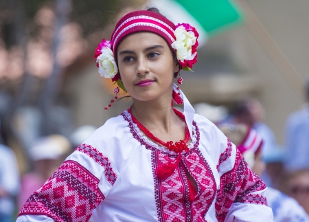SAN DIEGO , CA - SEP 01 : Ukrainian folk dancer perform during Ukraineâs Independence Day Celebration at the House of Ukraine in Balboa park , San Diego California on September 01, 2013のeditorial素材
