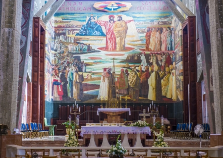 Interior of the Basilica of the Annunciation in Nazareth Israelのeditorial素材