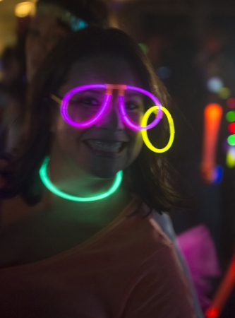 LAS VEGAS - OCT 14 : Runner participates at the GlowRun race in Las Vegas on October 14 2013  , The Glowrun is 5K Annual race where the runners run with glowing and colorful costumesのeditorial素材