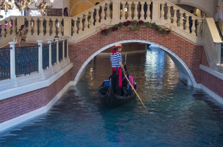 LAS VEGAS - NOV 15 : The Venetian hotel and replica of a Grand canal in Las Vegas on November 15, 2013. With more than 4000 suites it`s one of the most famous hotels in the worldのeditorial素材