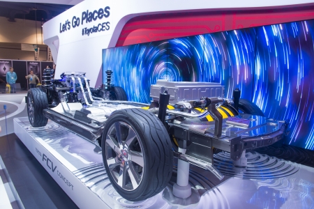 LAS VEGAS - JAN 10 : The Toyota FCV Concept car on the Toyota booth at the CES Show in Las Vegas,...