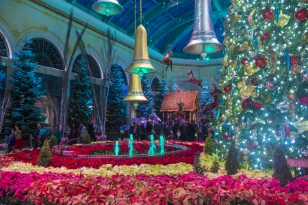 LAS VEGAS - DEC 30: Winter season in Bellagio Hotel Conservatory & Botanical Gardens on December 30 ,2013 in Las Vegas. There are five seasonal themes that the Conservatory undergoes each year.のeditorial素材