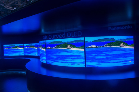 LAS VEGAS - JANUARY 10 : The Panasonic booth at the CES show held in Las Vegas on January 10 2014 , CES is the world's leading consumer-electronics show and companies from all over the world come to show their latest technologies and products. のeditorial素材