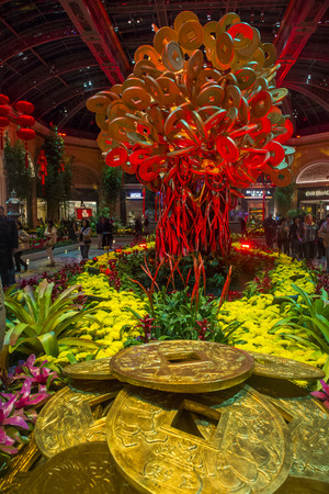 LAS VEGAS - JAN 13: Chinese New year in Bellagio Hotel Conservatory & Botanical Gardens on January 13, 2014 in Las Vegas. There are five seasonal themes that the Conservatory undergoes each year.のeditorial素材