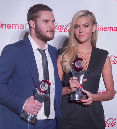 LAS VEGAS - MARCH 27: Rising Stars of 2014 award winners, actors Jack Reynor and Nicola Peltz arrives at The CinemaCon Big Screen Achievement Awards at The Caesars Palace on March 27, 2014 in Las Vegasのeditorial素材