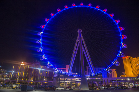 LAS VEGAS - MARCH 10 : The High Roller at the Linq, a dining and shopping district at the center of the Las Vegas Strip on March 10 2014 , The High Roller is the world's largest observation wheelのeditorial素材