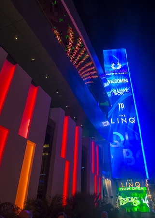 LAS VEGAS - MARCH 10 : The Linq Sign, a dining and shopping district and High Roller at the center of the Las Vegas Strip on March 10 2014 , The High Roller is the world's largest observation wheelのeditorial素材