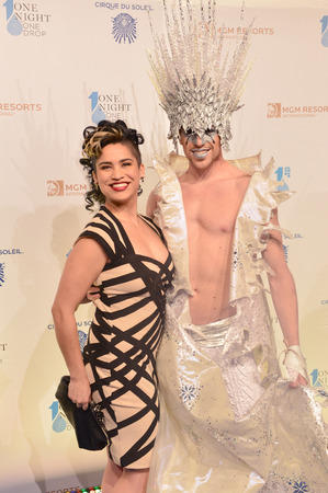 LAS VEGAS - MARCH 21:  A Cirque du Soleil performers arrives at Cirque du Soleil's annual 'One Night for One Drop' at the Mandalay Bay Resort and Casino on March 21, 2014 in Las Vegas, Nevadaのeditorial素材