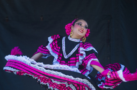 SAN DIEGO - MAY 03 : Dancer Participates at the Cinco De Mayo festival in San Diego CA . on May 3, 2014. Cinco De Mayo Celebrates Mexico's victory over the French on May 5, 1862.のeditorial素材