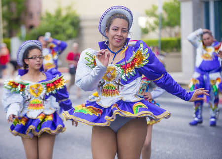 LAS VEGAS - MAY 17 : Bolivian Americans Participates at the Helldorado Days Parade held in Las Vegas Nevada on May 17 2014 , the parade celebrating the heritage of the American Westのeditorial素材