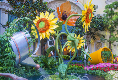 LAS VEGAS - JUNE 15 : Summer season in Bellagio Hotel Conservatory & Botanical Gardens on June 15, 2014 in Las Vegas. There are five seasonal themes that the Conservatory undergoes each year.のeditorial素材