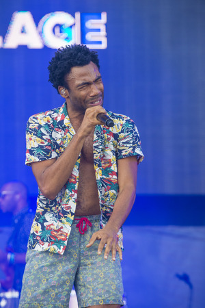 LAS VEGAS - SEP 20: Rapper Childish Gambino performs on stage at the 2014 iHeartRadio Music Festival Village on September 20, 2014 in Las Vegas.のeditorial素材