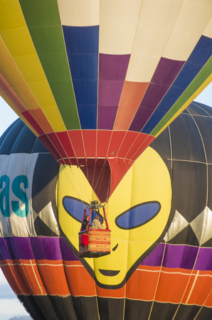 ALBUQUERQUE, NEW MEXICO - OCT 11: Balloons fly over Albuquerque on October 11, 2014 in Albuquerque, New Mexico. Albuquerque balloon fiesta is the biggest balloon event in the world.のeditorial素材