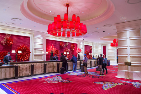 LAS VEGAS - OCT 22 : The interior of Encore Hotel and casino in Las Vegas on October 22 2014. The hotel has 2,716 rooms and opened in 2005.のeditorial素材