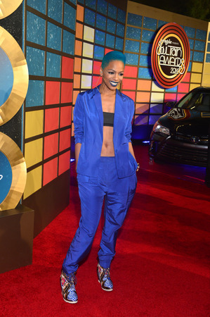 LAS VEGAS - NOV 07 : Recording artist Sharaya J attends the 2014 Soul Train Music Awards at the Orleans Arena on November 7, 2014 in Las Vegas, Nevada.のeditorial素材