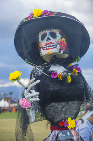 COACHELLA , CALIFORNIA - NOV 01 : Traditional Mexican art installation at the Dia De Los Muertos Experience in Coachella , California on November 01 2014のeditorial素材