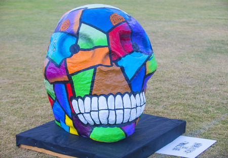 COACHELLA , CALIFORNIA - NOV 01 : Traditional Mexican Painted Skull at the Dia De Los Muertos Experience in Coachella , California on November 01 2014のeditorial素材