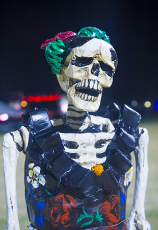 COACHELLA , CALIFORNIA - NOV 01 : Traditional Mexican art installation at the Dia De Los Muertos Experience in Coachella , California on November 01 2014のeditorial素材