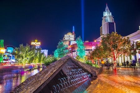 LAS VEGAS - DEC 08 : View of the strip on December 08 2014 in Las Vegas. The Las Vegas Strip is an approximately 4.2-mile (6.8 km) stretch of Las Vegas Boulevard in Clark County, Nevada.のeditorial素材