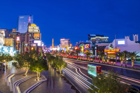 LAS VEGAS - DEC 08 : View of the strip on December 08 2014 in Las Vegas. The Las Vegas Strip is an approximately 4.2-mile (6.8 km) stretch of Las Vegas Boulevard in Clark County, Nevada.のeditorial素材