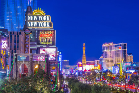 LAS VEGAS - DEC 08 : View of the strip on December 08 2014 in Las Vegas. The Las Vegas Strip is an approximately 4.2-mile (6.8 km) stretch of Las Vegas Boulevard in Clark County, Nevada.のeditorial素材