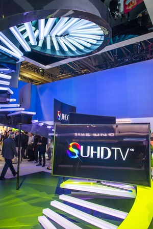 LAS VEGAS - JAN 09 : The Samsung booth at the CES show held in Las Vegas on January 09 2015 , CES is the world's leading consumer-electronics show.のeditorial素材