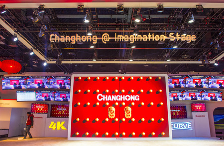LAS VEGAS - JAN 09 : The Changhong booth at the CES show held in Las Vegas on January 09 2015 , CES...
