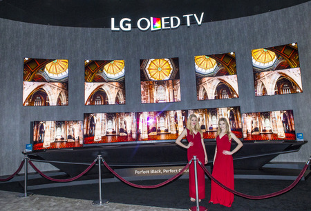 LAS VEGAS - JAN 09 : The LG booth at the CES show held in Las Vegas on January 09 2015 , CES is the world's leading consumer-electronics show.のeditorial素材