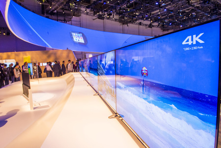 LAS VEGAS - JAN 09 : The Sony booth at the CES show held in Las Vegas on January 09 2015 , CES is the world's leading consumer-electronics show.のeditorial素材