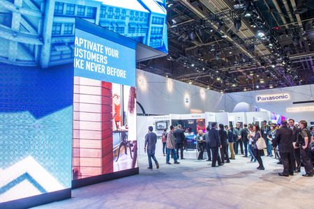 LAS VEGAS - JAN 09 : The Panasonic booth at the CES show held in Las Vegas on January 09 2015 , CES...