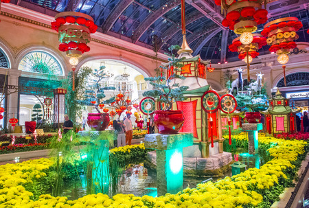 LAS VEGAS - JAN 19 : Chinese New year in Bellagio Hotel Conservatory & Botanical Gardens on January 19, 2015 in Las Vegas. There are five seasonal themes that the Conservatory undergoes each year.のeditorial素材