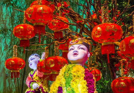 LAS VEGAS - JAN 19 : Chinese New year in Bellagio Hotel Conservatory & Botanical Gardens on January 19, 2015 in Las Vegas. There are five seasonal themes that the Conservatory undergoes each year.のeditorial素材
