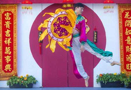 LAS VEGAS - FEB 21 : Chinese folk dancer perform at the Chinese New Year celebrations held in Las Vegas , Nevada on February 21 2015のeditorial素材