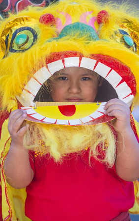 LAS VEGAS - FEB 21 : A young participant at the Chinese New Year parade held in Las Vegas , Nevada on February 21 2015のeditorial素材