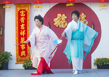 LAS VEGAS - FEB 21 : Japanese folk dancers perform at the Chinese New Year celebrations held in Las Vegas , Nevada on February 21 2015のeditorial素材