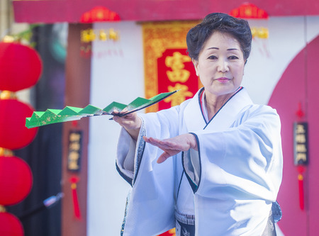 LAS VEGAS - FEB 21 : Japanese folk dancer perform at the Chinese New Year celebrations held in Las Vegas , Nevada on February 21 2015のeditorial素材