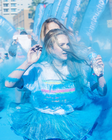 LAS VEGAS - FEB 28 : An unidentified runners at the Las Vegas Color Run on February 28 2015. The...