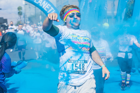 LAS VEGAS - FEB 28 : An unidentified runner at the Las Vegas Color Run on February 28 2015. The...