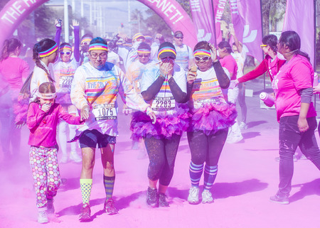 LAS VEGAS - FEB 28 : An unidentified runners at the Las Vegas Color Run on February 28 2015. The...