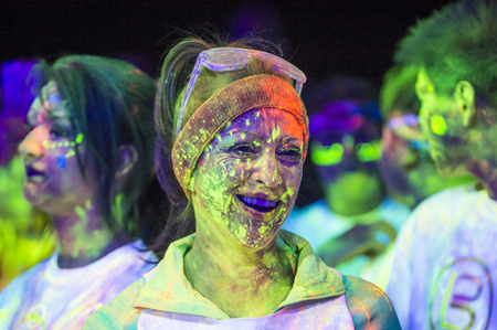 LAS VEGAS - FEB 28 : Runners participates at the Blacklight race in Las Vegas on February 28 2015  , The Blacklight Run is a unique night 5K fun run focused on UV Neon Glowing funのeditorial素材