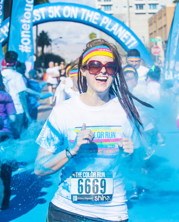 LAS VEGAS - FEB 28 : An unidentified runners at the Las Vegas Color Run on February 28 2015. The...