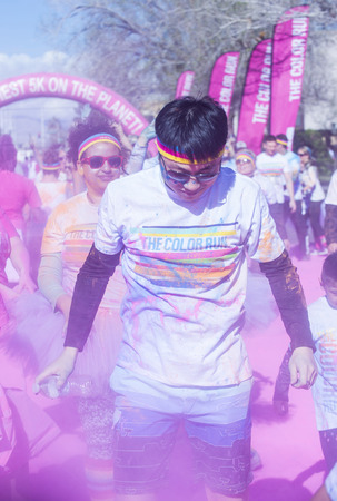 LAS VEGAS - FEB 28 : An unidentified runners at the Las Vegas Color Run on February 28 2015. The...