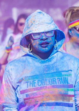 LAS VEGAS - FEB 28 : An unidentified runner at the Las Vegas Color Run on February 28 2015. The...