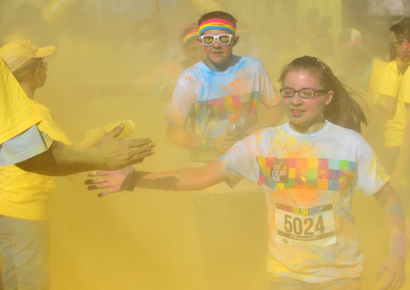 LAS VEGAS - FEB 28 : An unidentified runners at the Las Vegas Color Run on February 28 2015. The...