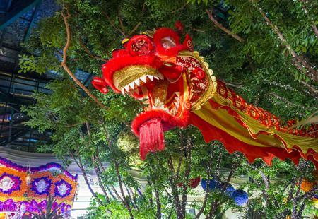LAS VEGAS - FEB 21 : Chinese New Year decoretins at Wynn Hotel and casino on February 21 2015 in Las Vegas. The hotel has 2,716 rooms and opened in 2005.のeditorial素材