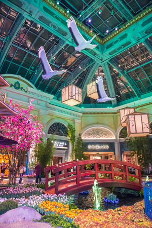 LAS VEGAS - MARCH 26: Spring season in Bellagio Hotel Conservatory & Botanical Gardens on March 26 2015 in Las Vegas. There are five seasonal themes that the Conservatory undergoes each year.のeditorial素材