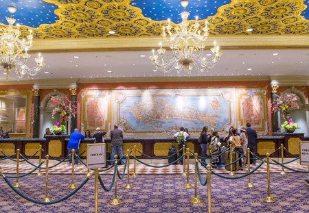 LAS VEGAS - APR 23 : The lobby of Venetian hotel & Casino in Las Vegas on April 23, 2015. With more than 4000 suites it's one of the most famous hotels in the world.のeditorial素材